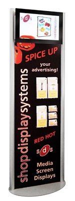 sign stand with media screen with leaflet dispensers